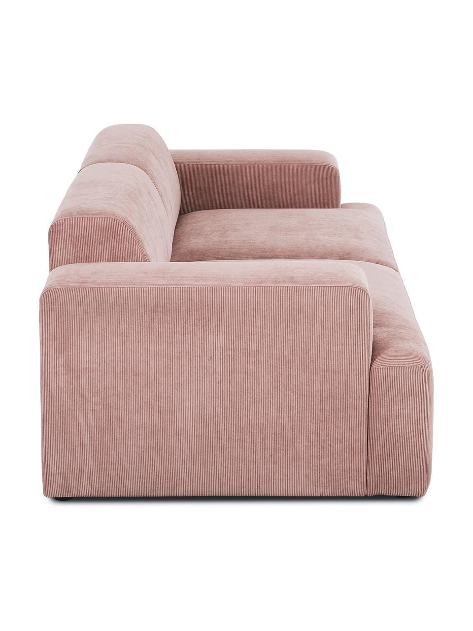 Cord-Sofa Melva (3-Sitzer) in Rosa, Bezug: Cord (92% Polyester, 8% P, Gestell: Massives Kiefernholz, Spa, Cord Rosa, B 240 x T 101 cm