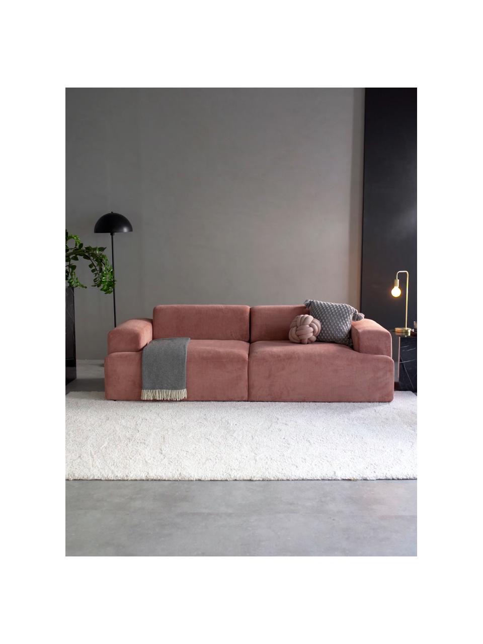 Sofa ze sztruksu Melva (3-osobowa), Tapicerka: sztruks (92% poliester, 8, Nogi: drewno sosnowe Nogi znajd, Sztruks blady różowy, S 240 x G 101 cm
