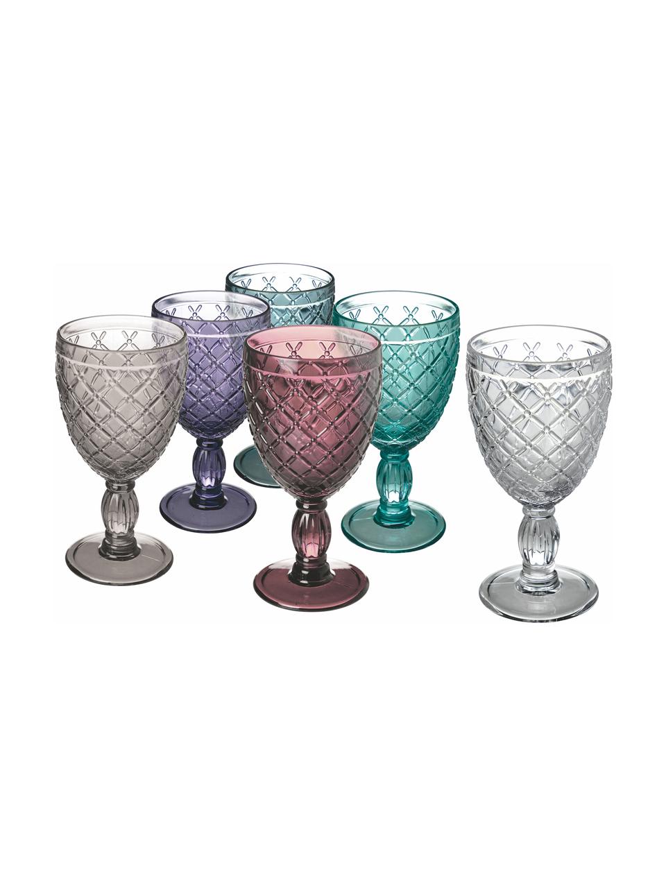 Weingläser Rombi, 6er Set, Glas, Bunt, Ø 9 x H 17 cm
