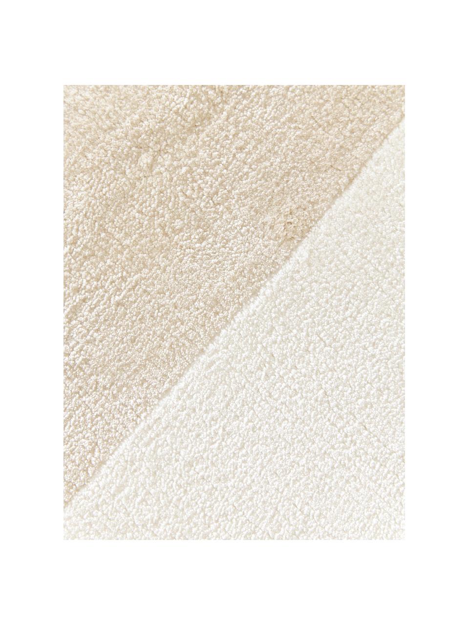 Alfombra corredor artesanal de viscosa ondulada Wavy, Parte superior: 100% viscosa, Beige, An 75 x L 250 cm