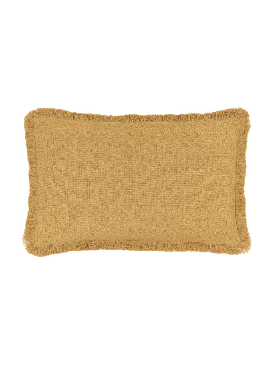 Poszewka na poduszkę z frędzlami Lorel, 100% bawełna, Żółty, S 30 x D 50 cm