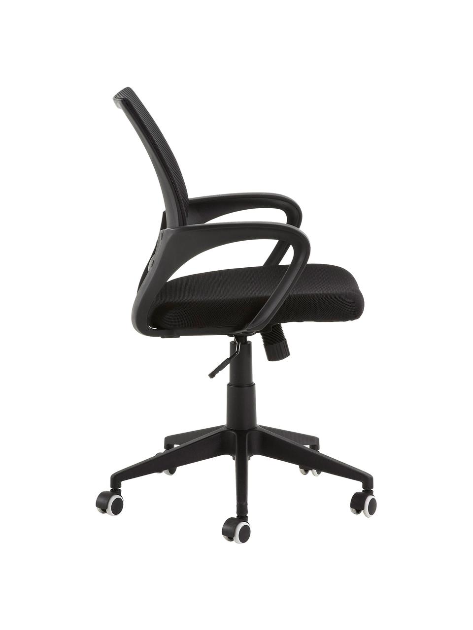 Sedia da scrivania Rail, regolabile in altezza, Piedini: metallo, verniciato, Ruote: plastica (poliuretano), Nero, Larg. 63 x Prof. 63 cm