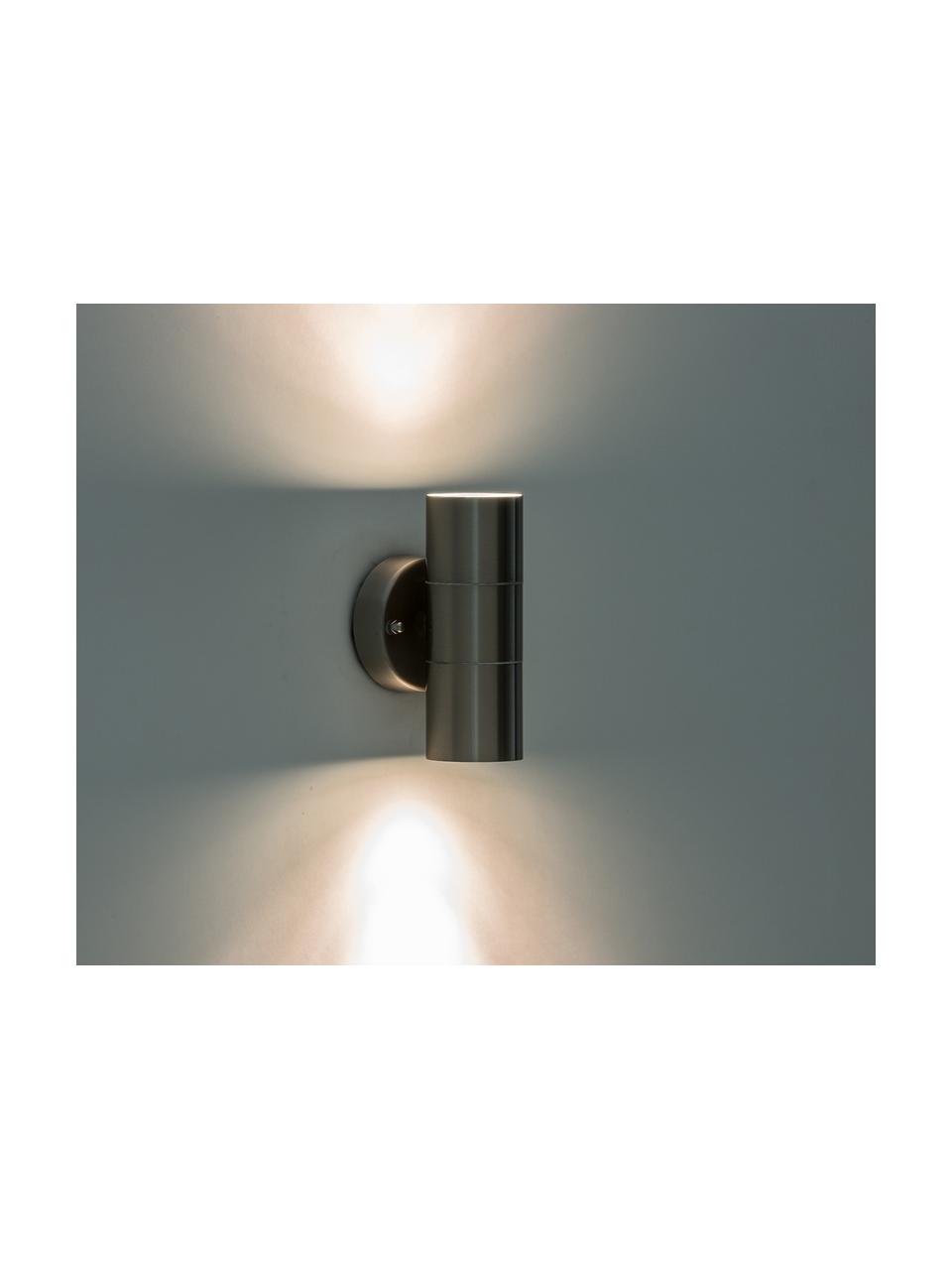 Buitenwandlamp Tube, Frame: edelstaal, Diffuser: glas, Edelstaalkleurig, transparant, Ø 5 x H 16 cm