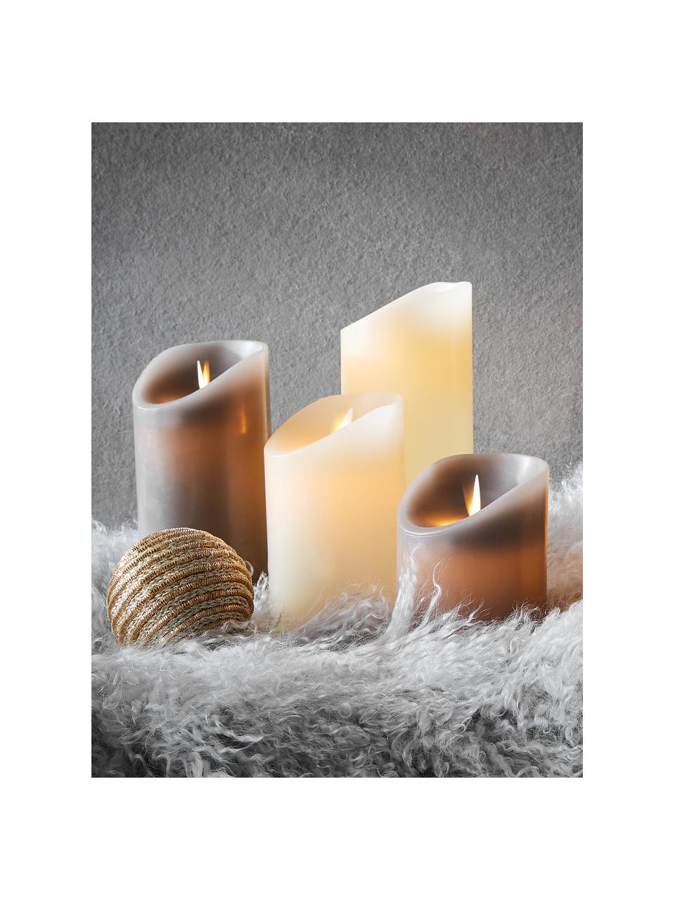 Sada LED svíček Glowing Flame, 3 díly, Parafín, umělá hmota, Krémová, Sada s různými velikostmi