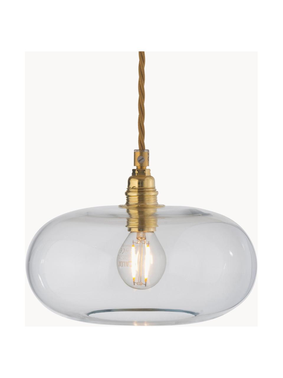 Kleine hanglamp Horizon, mondgeblazen, Lampenkap: mondgeblazen glas, Transparant, goudkleurig, Ø 21 x H 14 cm