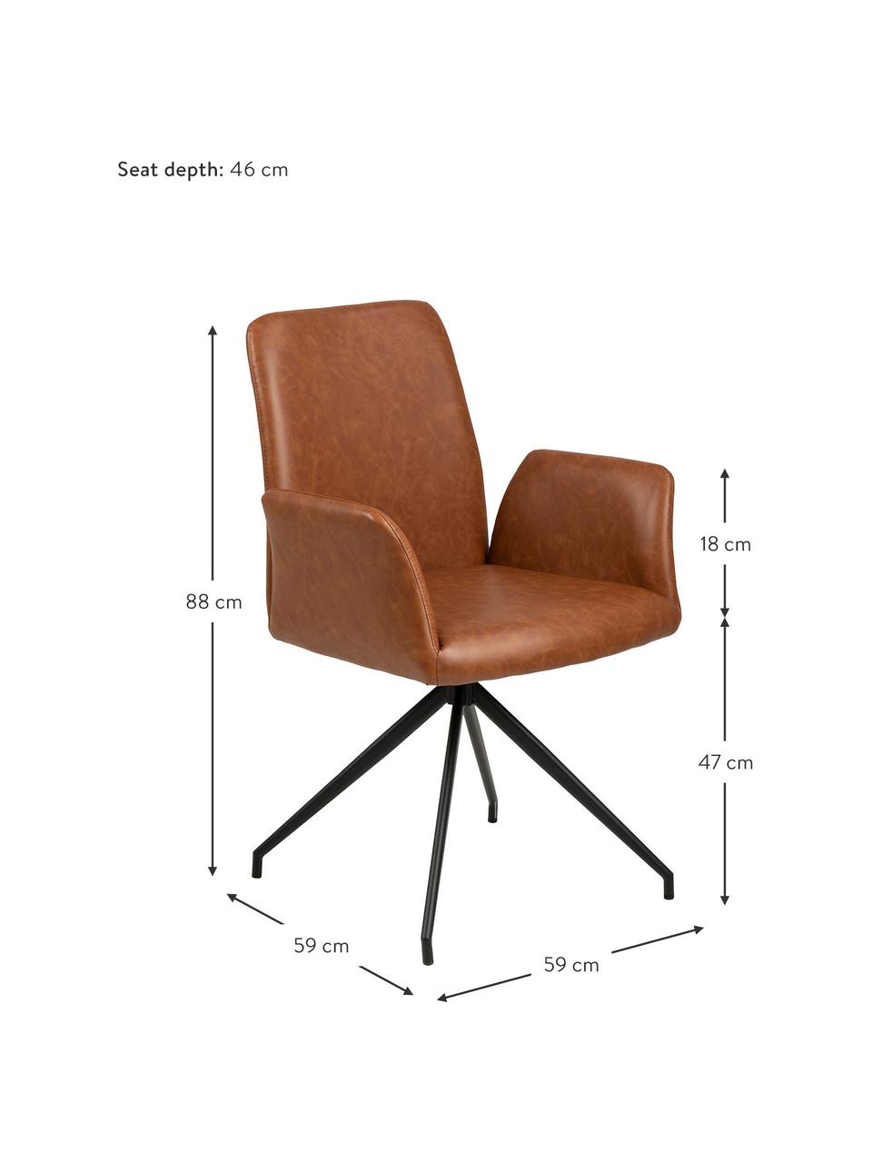 Otočná židle z imitace kůže Naya, Koňak, Š 59 cm, H 59 cm