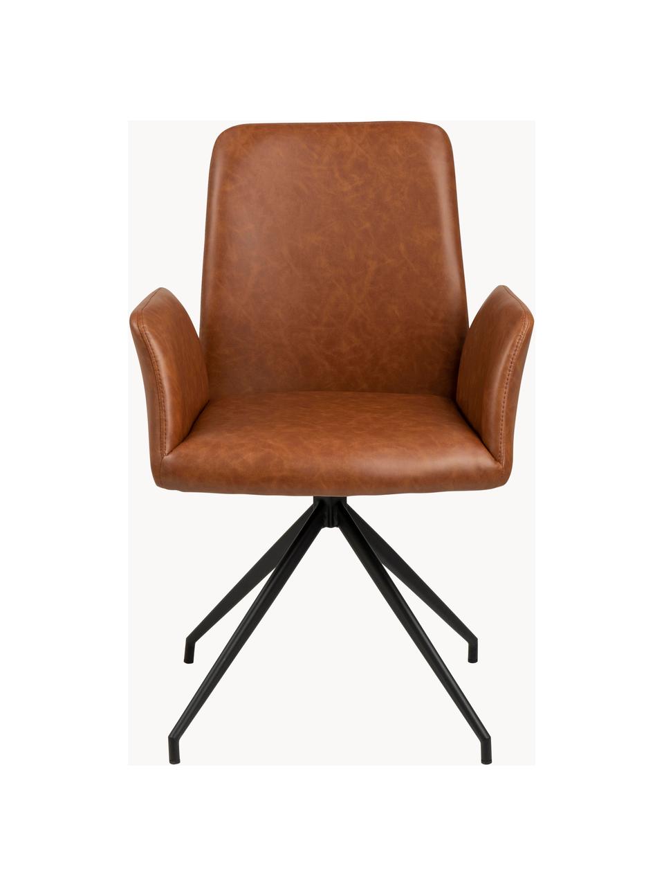 Otočná židle s područkami z umělé kůže Naya, Světle hnědá, Š 59 cm, H 59 cm