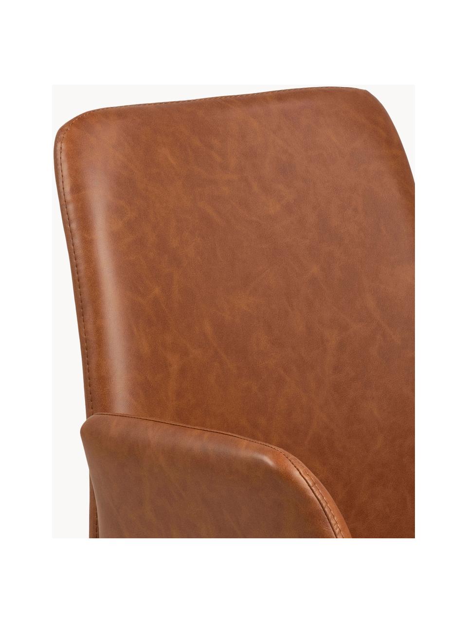 Krzesło obrotowe ze sztucznej skóry Naya, Tapicerka: sztuczna skóra Dzięki tka, Stelaż: metal malowany proszkowo, Jasnobrązowa sztuczna skóra, S 59 x G 59 cm