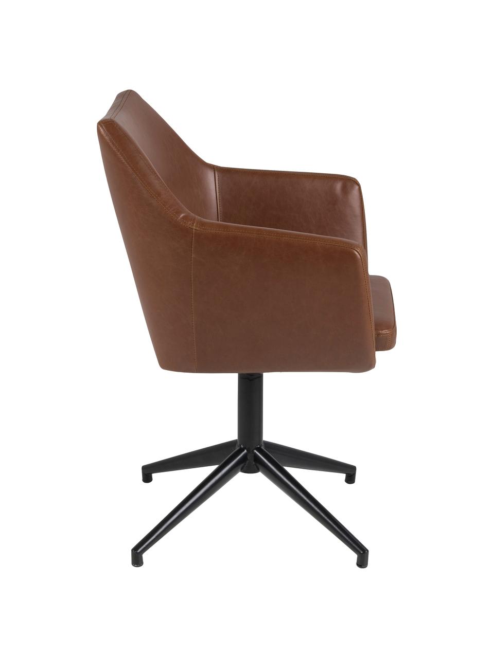 Chaise pivotante cuir synthétique Nora, Cuir synthétique cognac, larg. 58 x prof. 57 cm