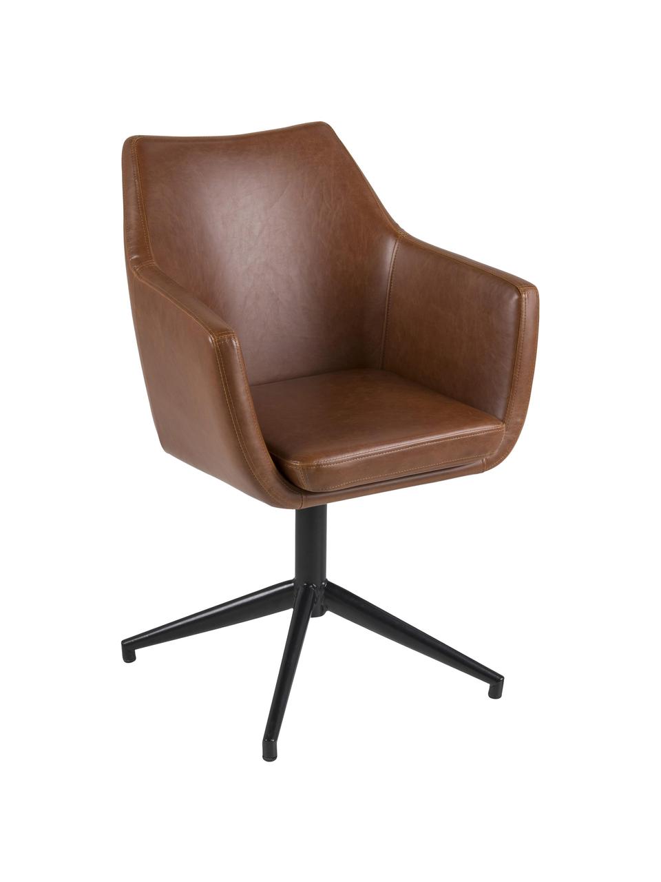 Chaise pivotante cuir synthétique Nora, Cuir synthétique cognac, larg. 58 x prof. 57 cm