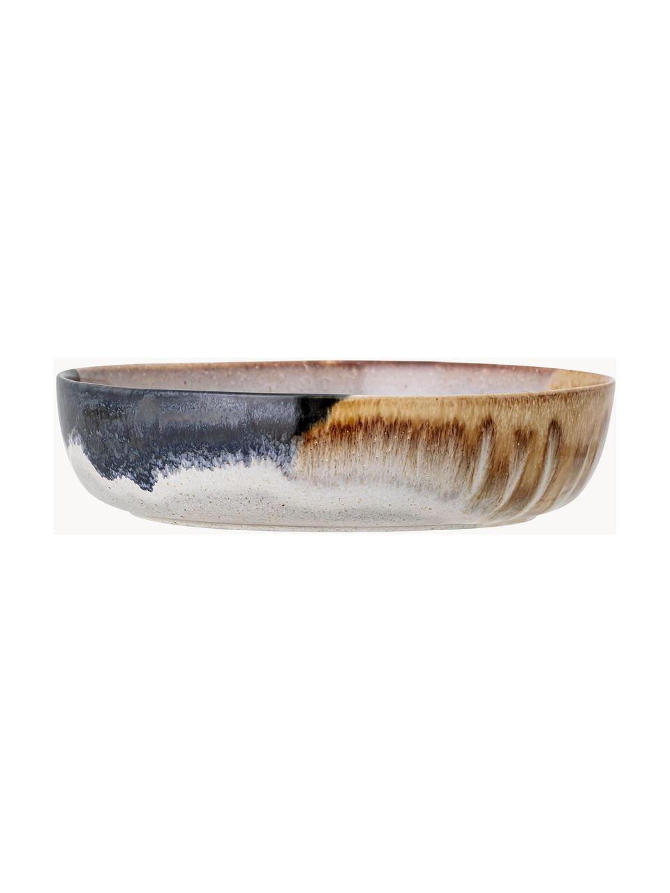 Ručne vyrobená servírovacia miska s farebným gradientom Jules, Kamenina, Tóny béžovej a modrej, Ø 25 x V 7 cm, 2 l