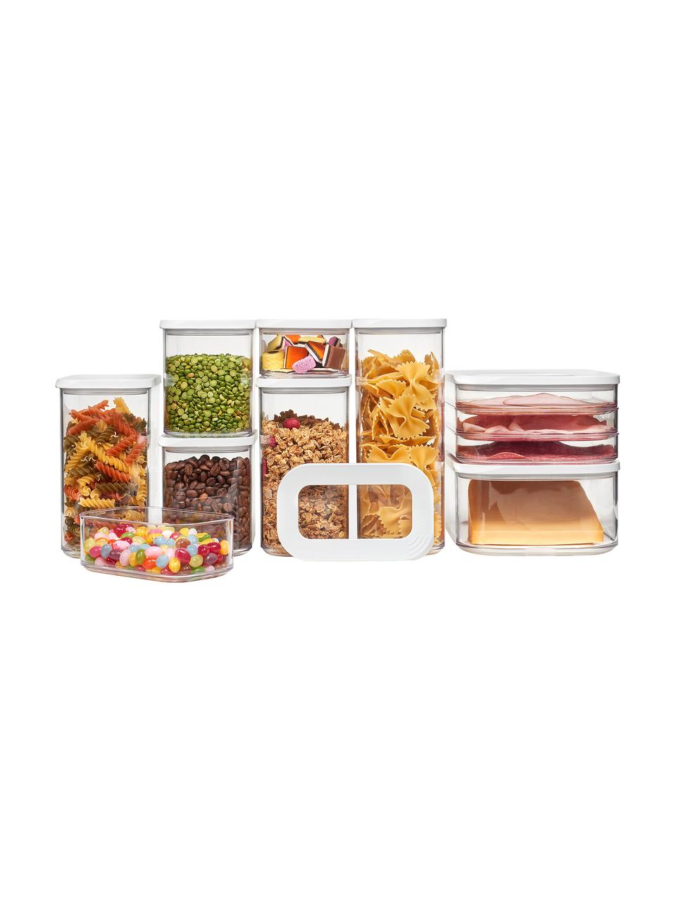 Ensemble de boîtes de conservation Modula, 9 élém., Plastique, sans BPA, Blanc, transparent, Lot de différentes tailles