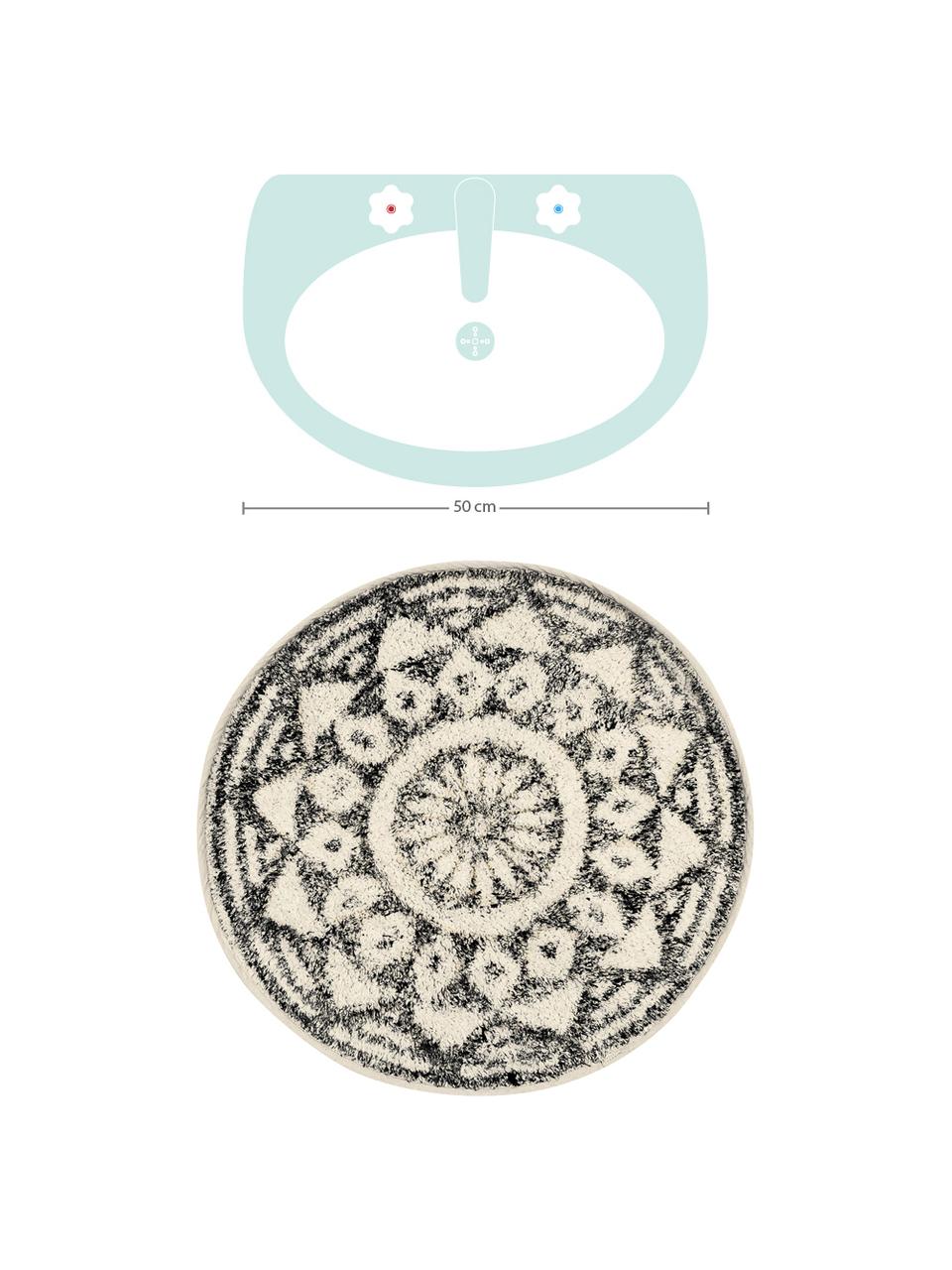 Alfombrilla de baño redonda antideslizante Round, Parte superior: 100% algodón, Reverso: silicona, Beige, negro, Ø 60 cm