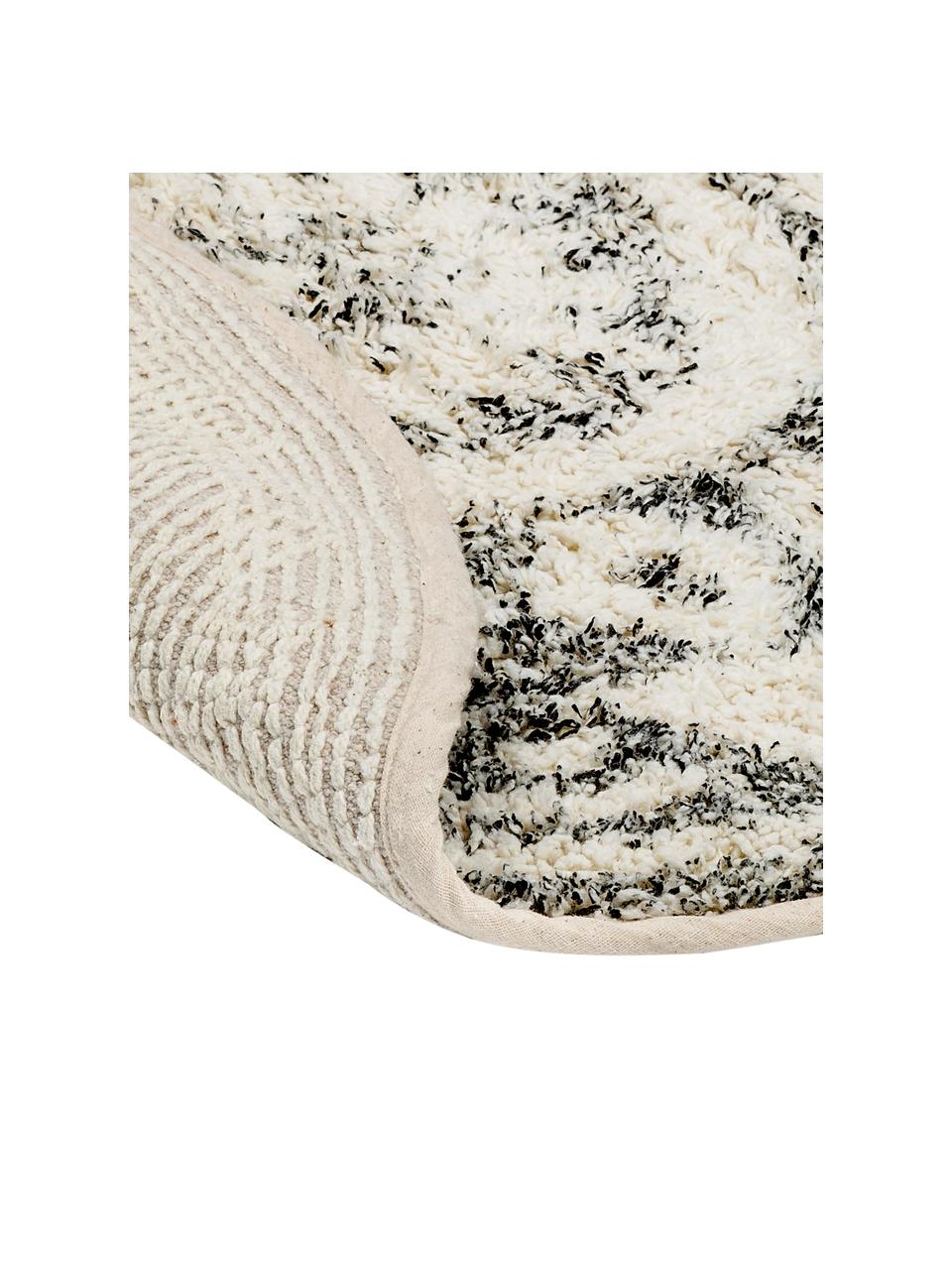 Alfombrilla de baño redonda antideslizante Round, Parte superior: 100% algodón, Reverso: silicona, Beige, negro, Ø 60 cm