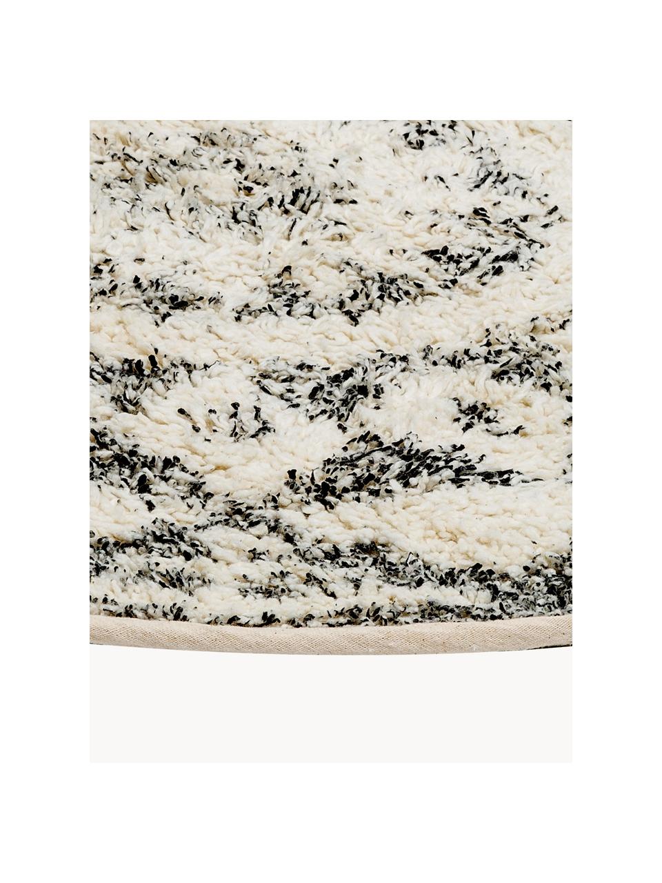 Ronde badmat Gaile, antislip, Bovenzijde: 100% katoen, Onderzijde: silicone, Gebroken wit, zwart, Ø 60 cm