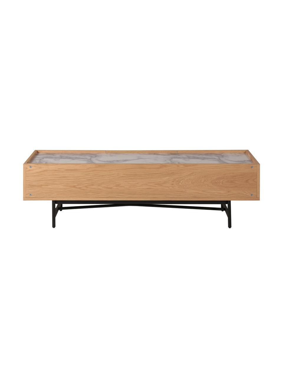 Mueble de TV Carare, Estructura: tablero de fibras de dens, Patas: metal recubierto, Tablero: mármol, Marrón, negro, mármol gris, An 160 x Al 45 cm