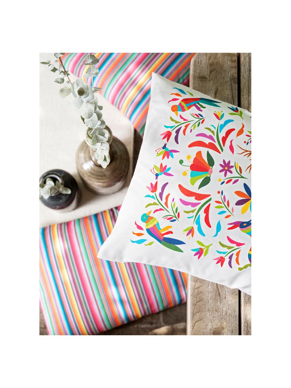 Federa arredo a strisce multicolori Mariachi, Tessuto: mezzo panama, Multicolore, Larg. 40 x Lung. 40 cm