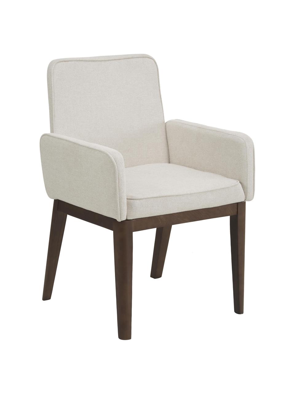 Čalouněná židle s područkami Koga, Krémově bílá, tmavé jasanové dřevo, Š 54 cm, V 86 cm