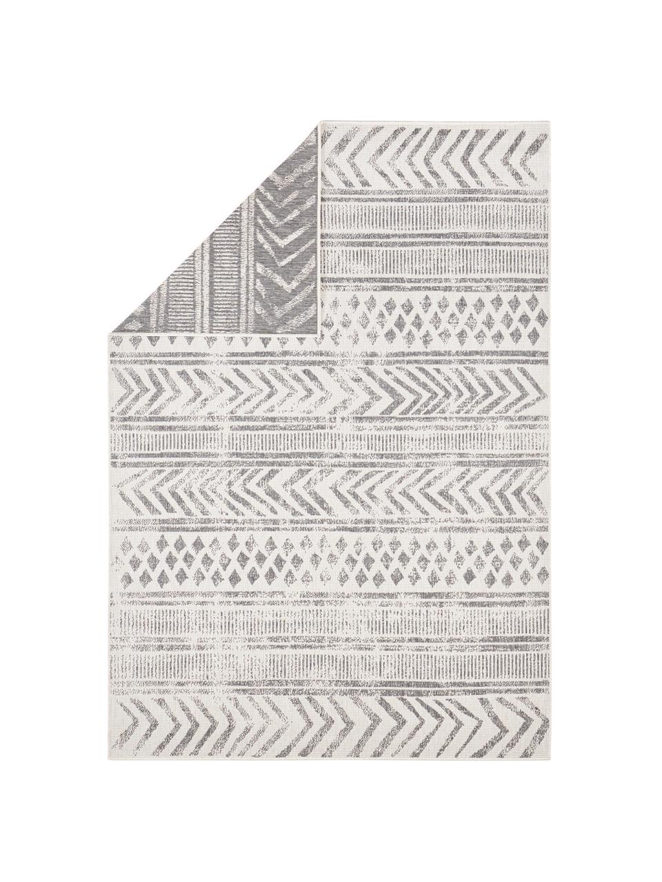 Tapis réversible intérieur-extérieur à imprimés gris/crème Biri, Polypropylène, Gris, blanc crème, larg. 160 x long. 230 cm (taille M)