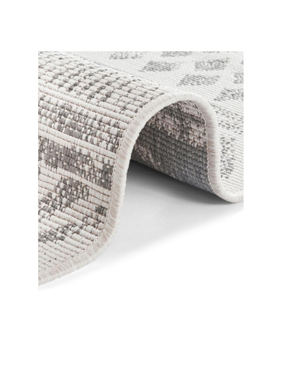 Vzorovaný vnitřní a venkovní oboustranný koberec Biri, 100% polypropylen, Šedá, krémově bílá, Š 160 cm, D 230 cm (velikost M)