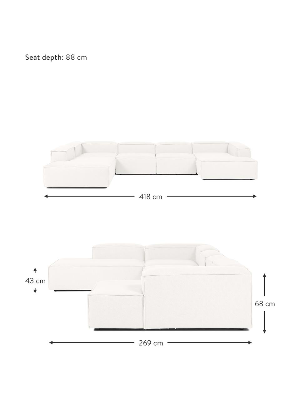 Divano componibile Lennon, Rivestimento: 100% poliestere Con 115.0, Struttura: legno di pino massiccio, , Piedini: plastica, Tessuto beige, Larg. 418 x Alt. 68 cm, chaise-longue a sinistra