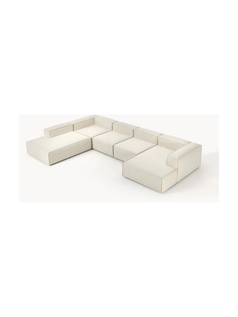 Divano componibile Lennon, Rivestimento: 100% poliestere Con 115.0, Struttura: legno di pino massiccio, , Piedini: plastica Questo prodotto , Tessuto bianco latte, Larg. 418 x Prof. 269 cm, chaise loungue a sinistra