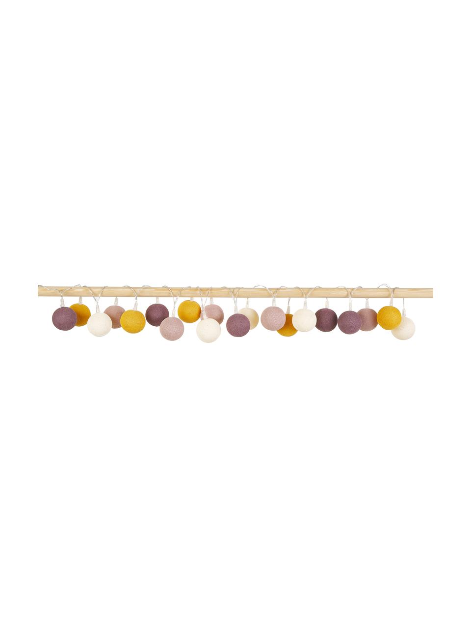 Ghirlanda a LED Colorain, 378 cm, 20 lampioni, Bianco, giallo, rosa antico, rosa cipria, Lung. 378 cm