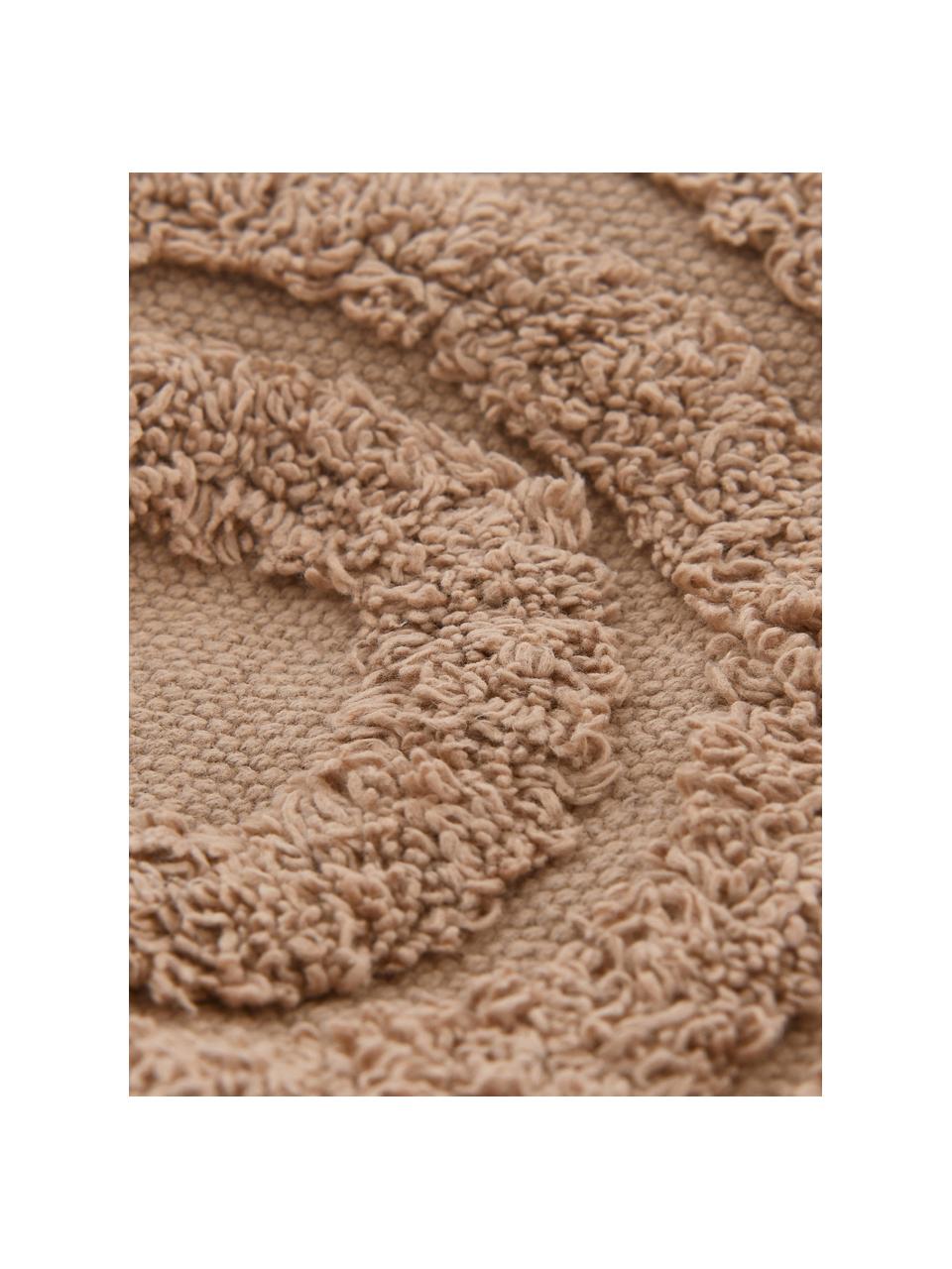 Pouf con superficie capitonné Erika, Rivestimento: 100% cotone, Tessuto color torrone, Ø 44 x Alt. 46 cm