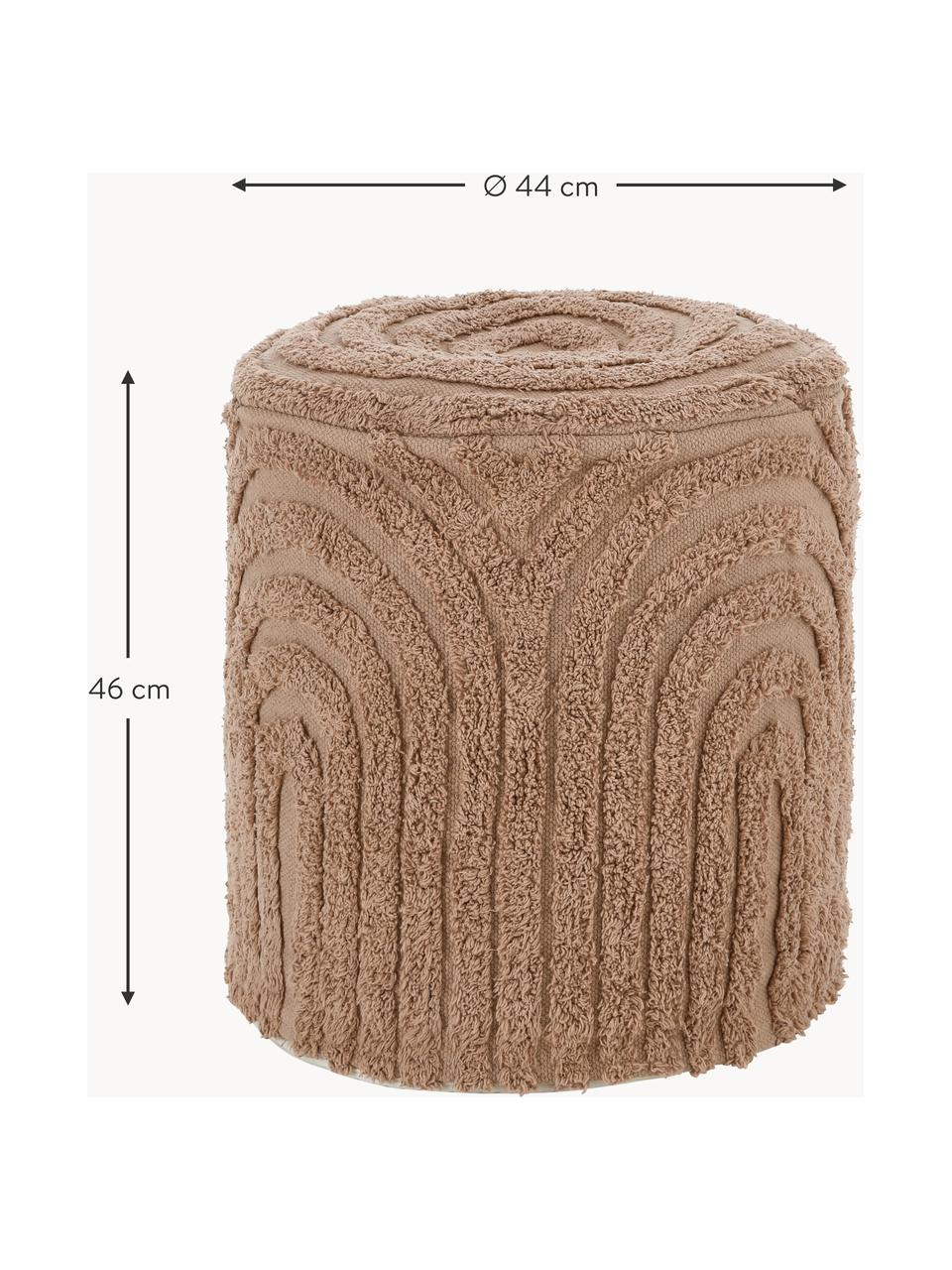 Pouf con superficie capitonné Erika, Rivestimento: 100% cotone, Tessuto color torrone, Ø 44 x Alt. 46 cm