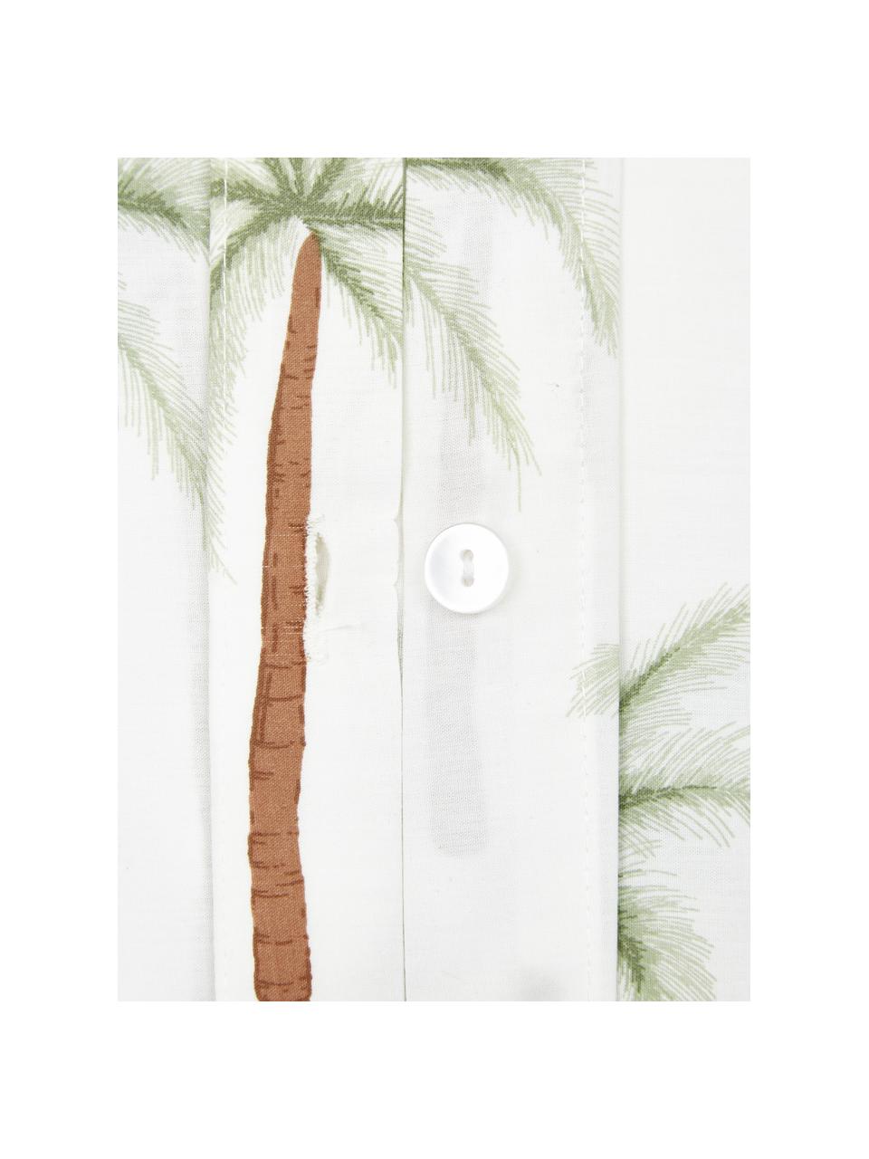 Perkálové povlaky na polštáře z organické bavlny s potiskem palmy Martha, 2 ks, Bílá, zelená, hnědá, Š 40 cm, D 80 cm