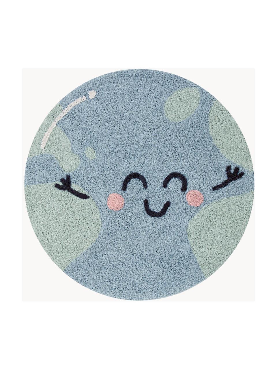 Tappeto per bambini tessuto a mano Big Big World, lavabile, Retro: 100% poliestere, Blu grigio, verde salvia, Ø 100 cm (taglia S)