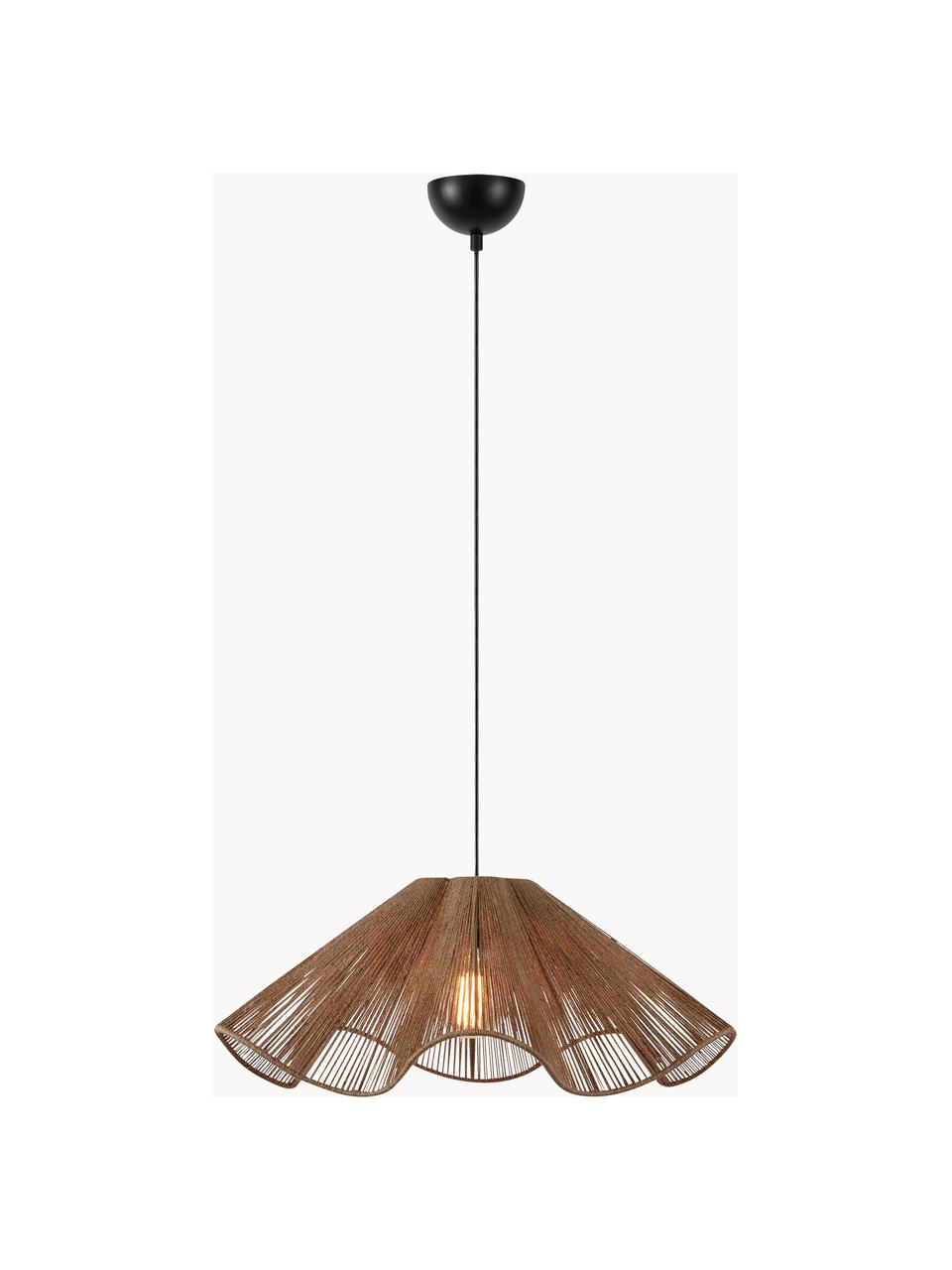 Lampa wisząca z juty Nami, Beżowy, czarny, Ø 60 x W 24 cm