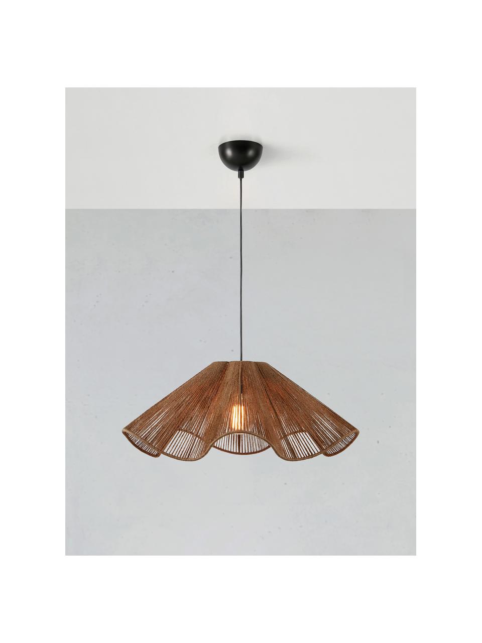 Lampa wisząca z juty Nami, Beżowy, czarny, Ø 60 x W 24 cm