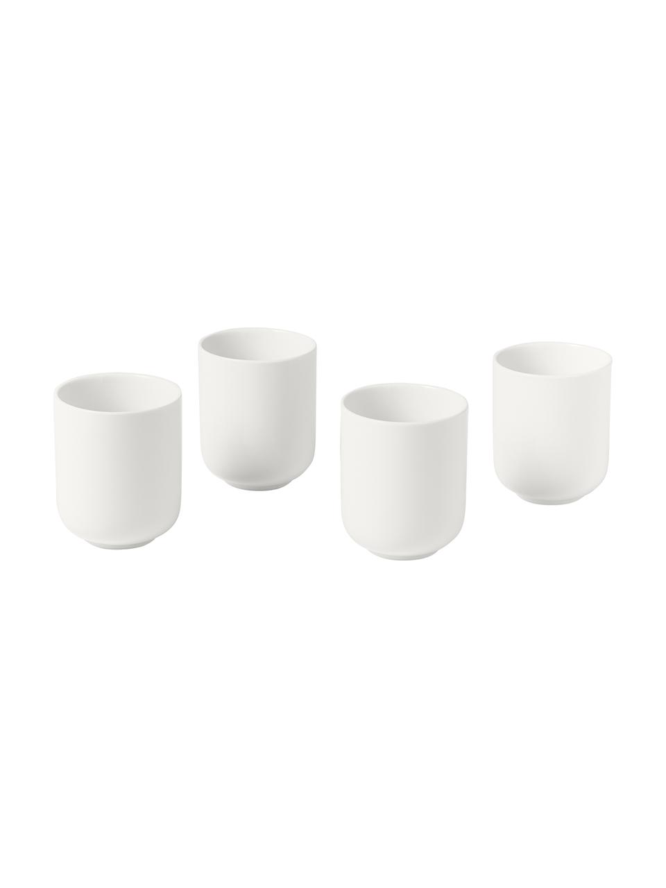 Tasses à café en porcelaine Nessa, 4 pièces, Porcelaine dure de haute qualité, Blanc, Ø 8 x haut. 10 cm