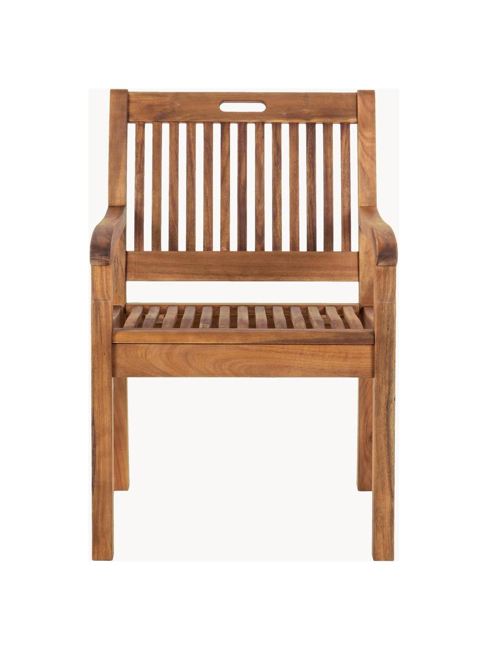 Chaise de jardin à accoudoirs en bois d'acacia Noemi, Bois d'acacia, Acacia, larg. 58 x prof. 60 cm