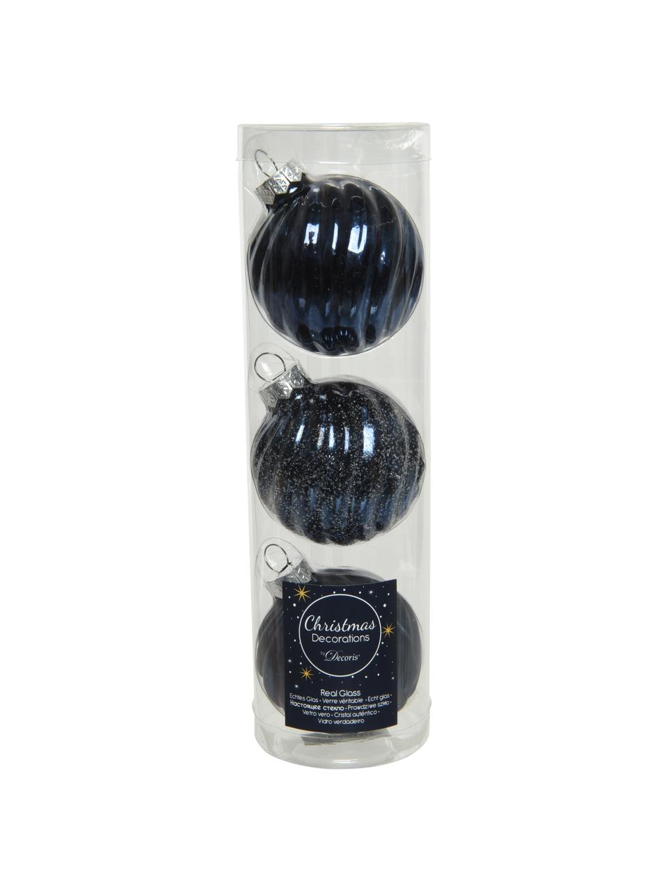 Palline di Natale Gabriela Ø 6 cm, 3 pz, Vetro, Blu scuro, Ø 6 cm