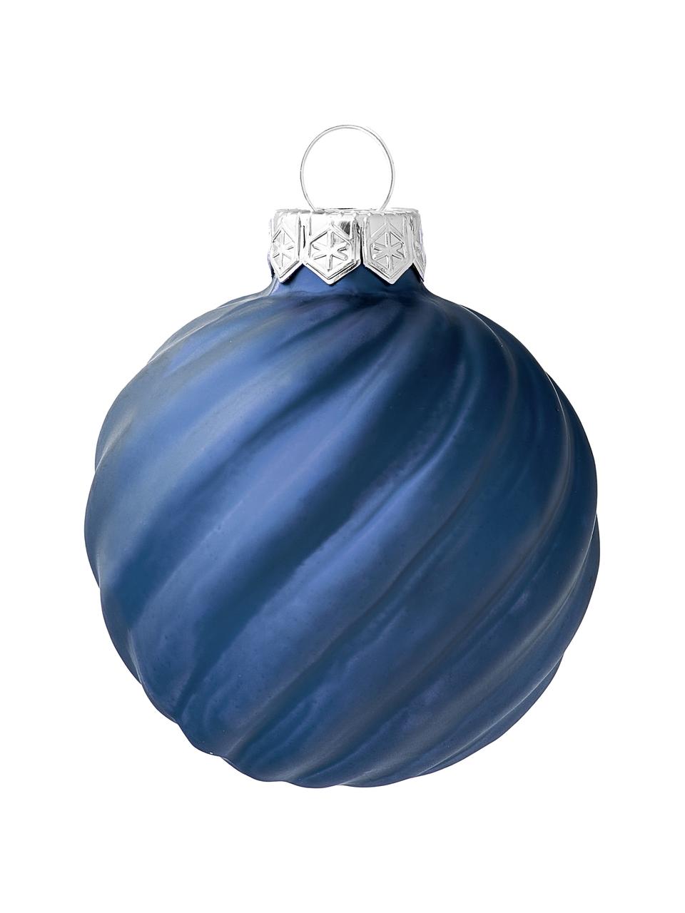 Boules de Noël Gabriela, 3 pièces, Verre, Bleu foncé, Ø 6 cm