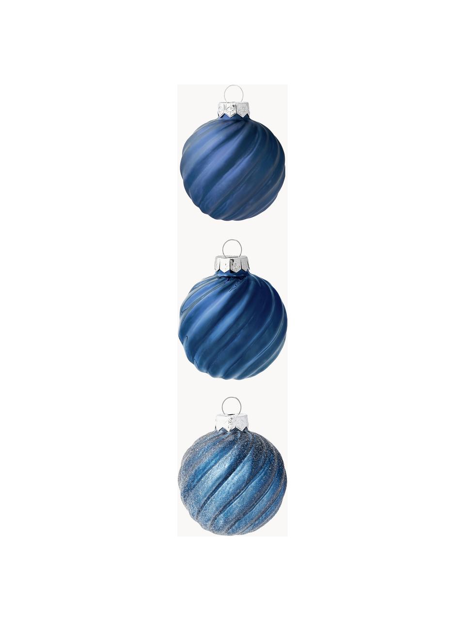 Kerstballen Gabriela, set van 3, Glas, Donkerblauw, Ø 6 x H 6 cm