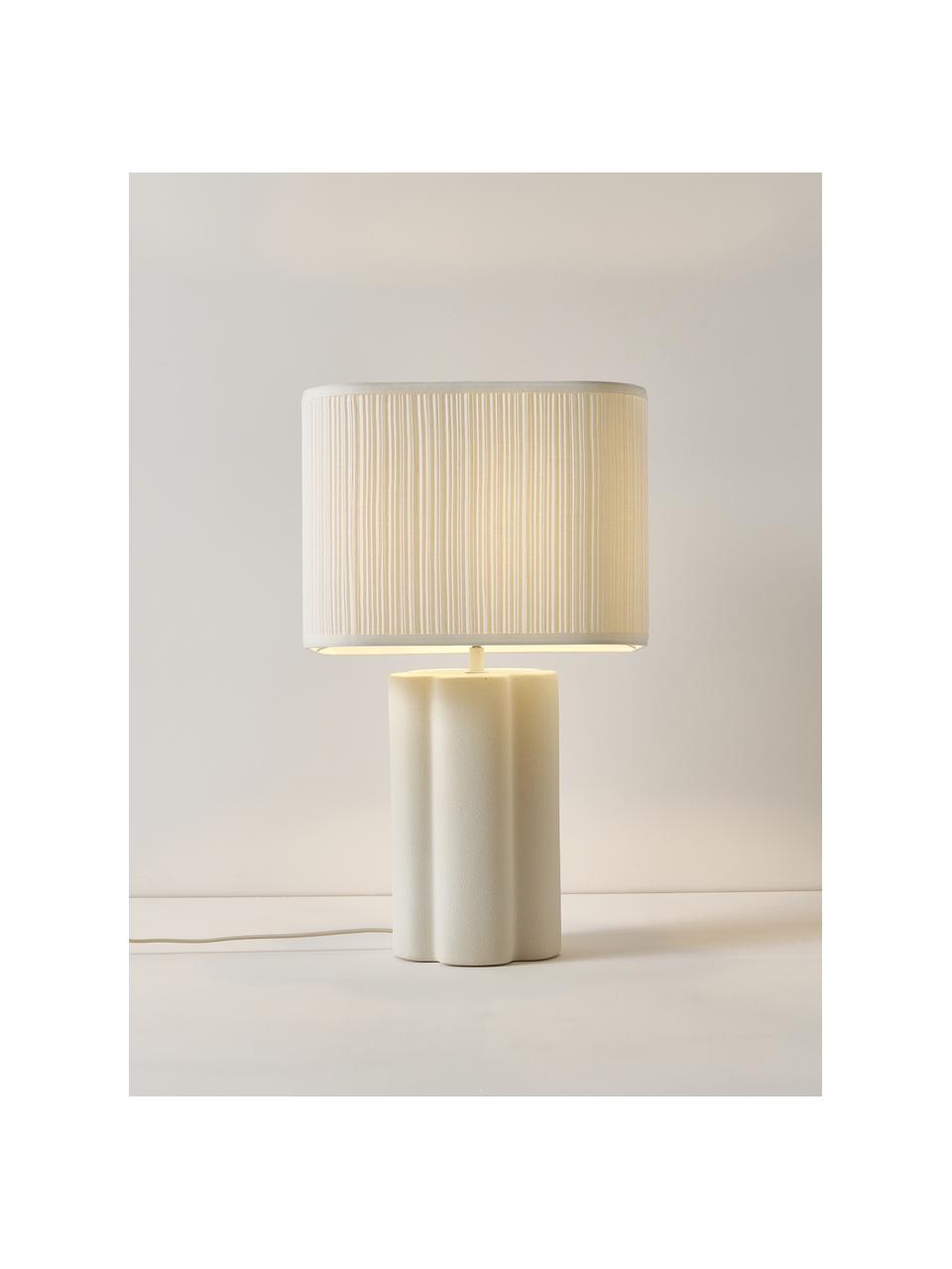 Keramik-Tischlampe Emersyn, Lampenschirm: Kaschmir, Lampenfuß: Keramik, Weiß, B 35 x L 170 cm