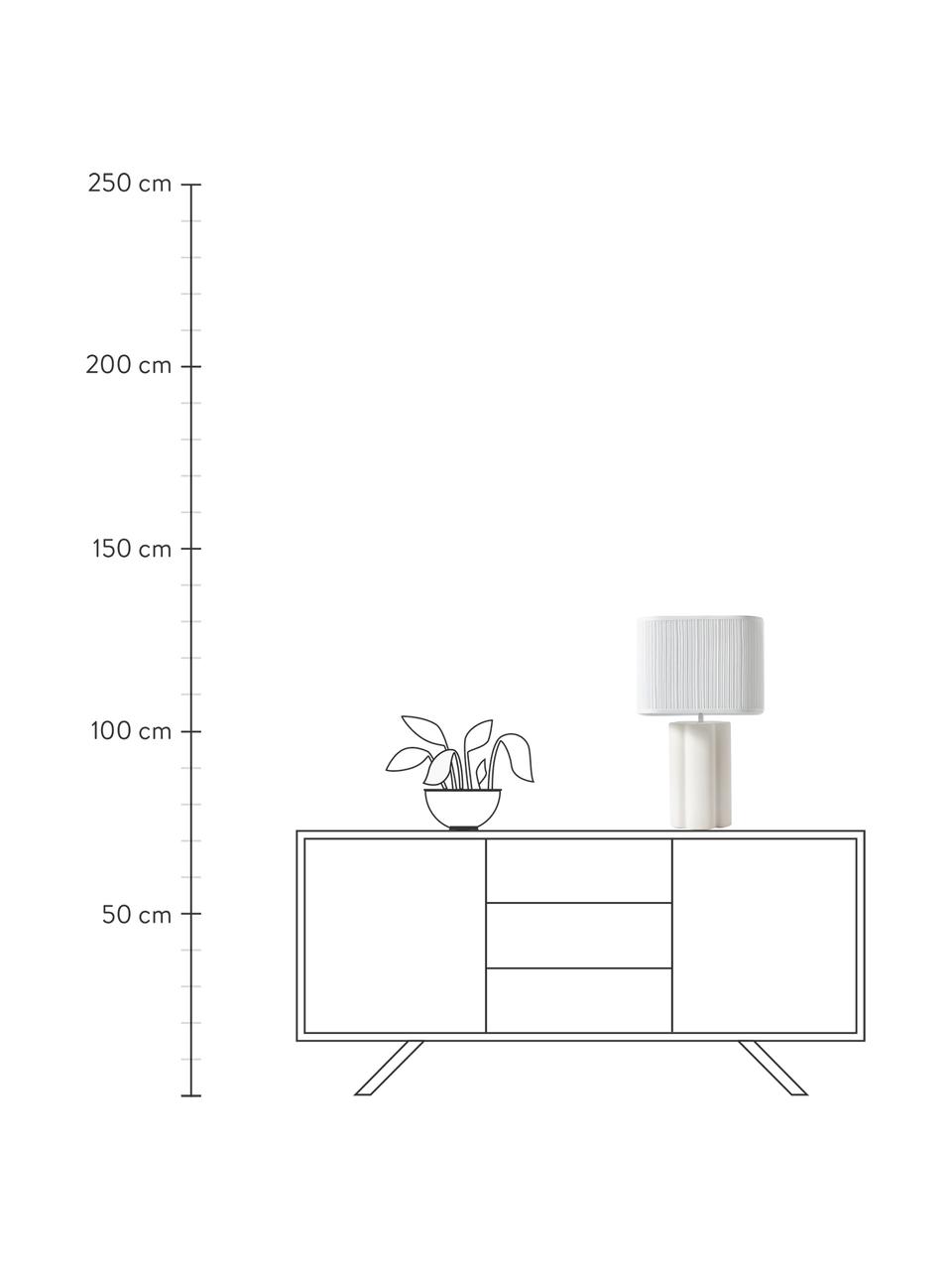 Lampada da tavolo in ceramica Emersyn, Paralume: cashmere, Base della lampada: ceramica, Bianco, Larg. 35 x Lung. 170 cm