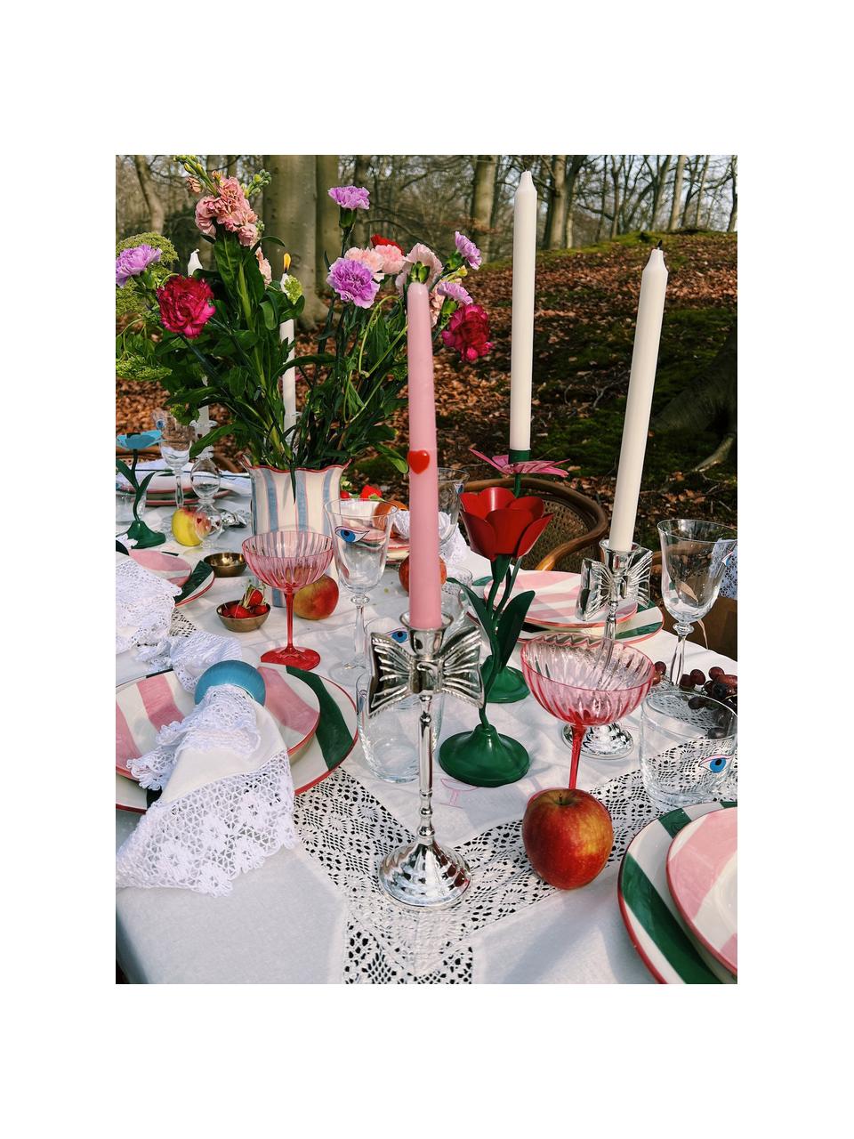 Ręcznie wykonany komplet świec stołowych Tough Love, 2 elem., Parafina, Jasny niebieski, jasny różowy, Ø 3 x W 26 cm