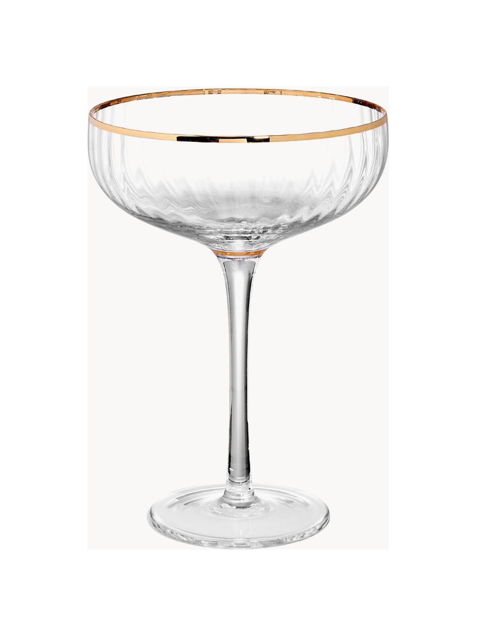 Champagneglazen Golden Twenties, 2 stuks, Glas, Transparant, goudkleurig, Ø 13 x H 19 cm, 400 ml