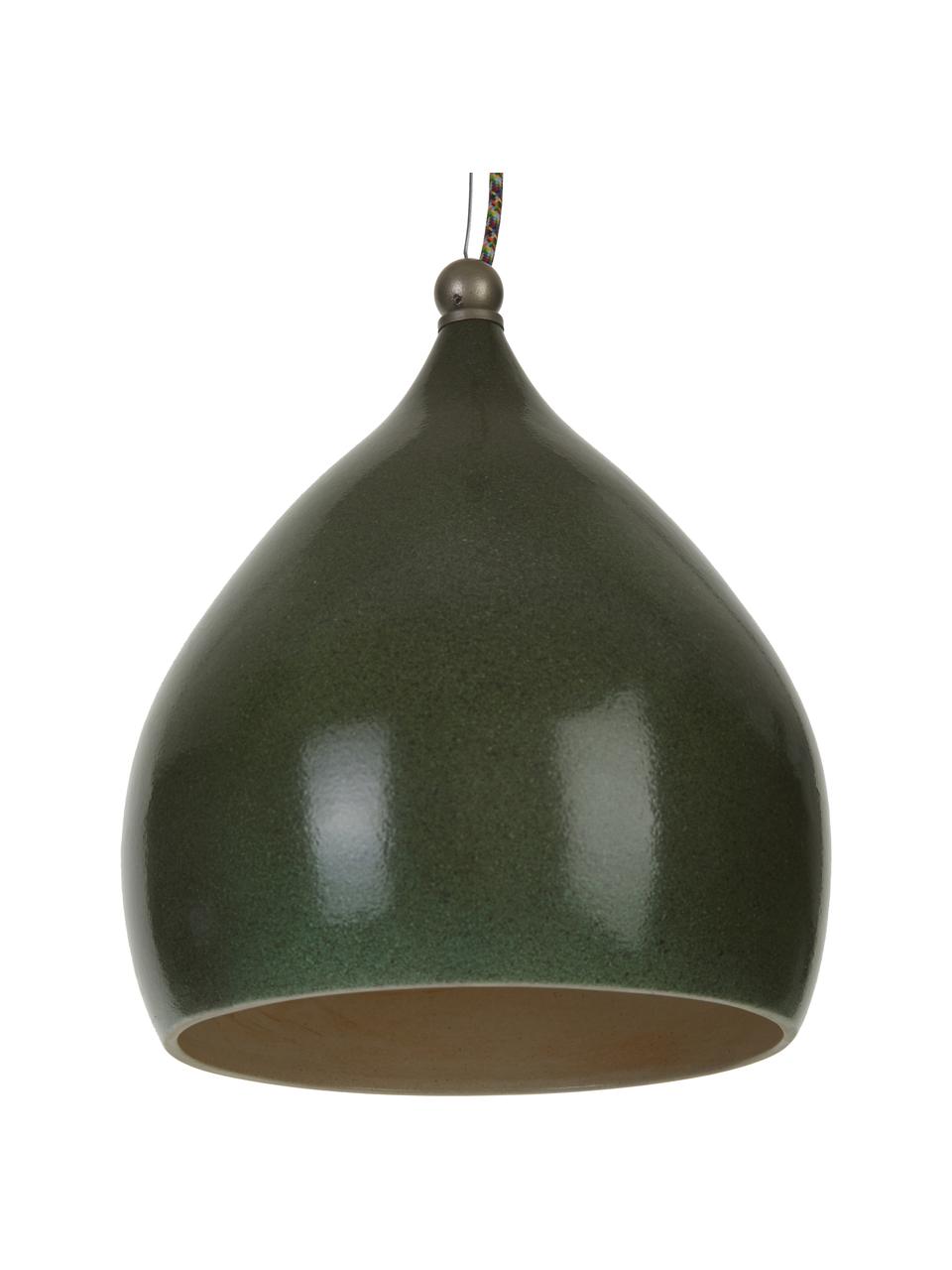 Lampa wisząca z ceramiki Vague, Ciemny zielony, Ø 26 x W 29 cm