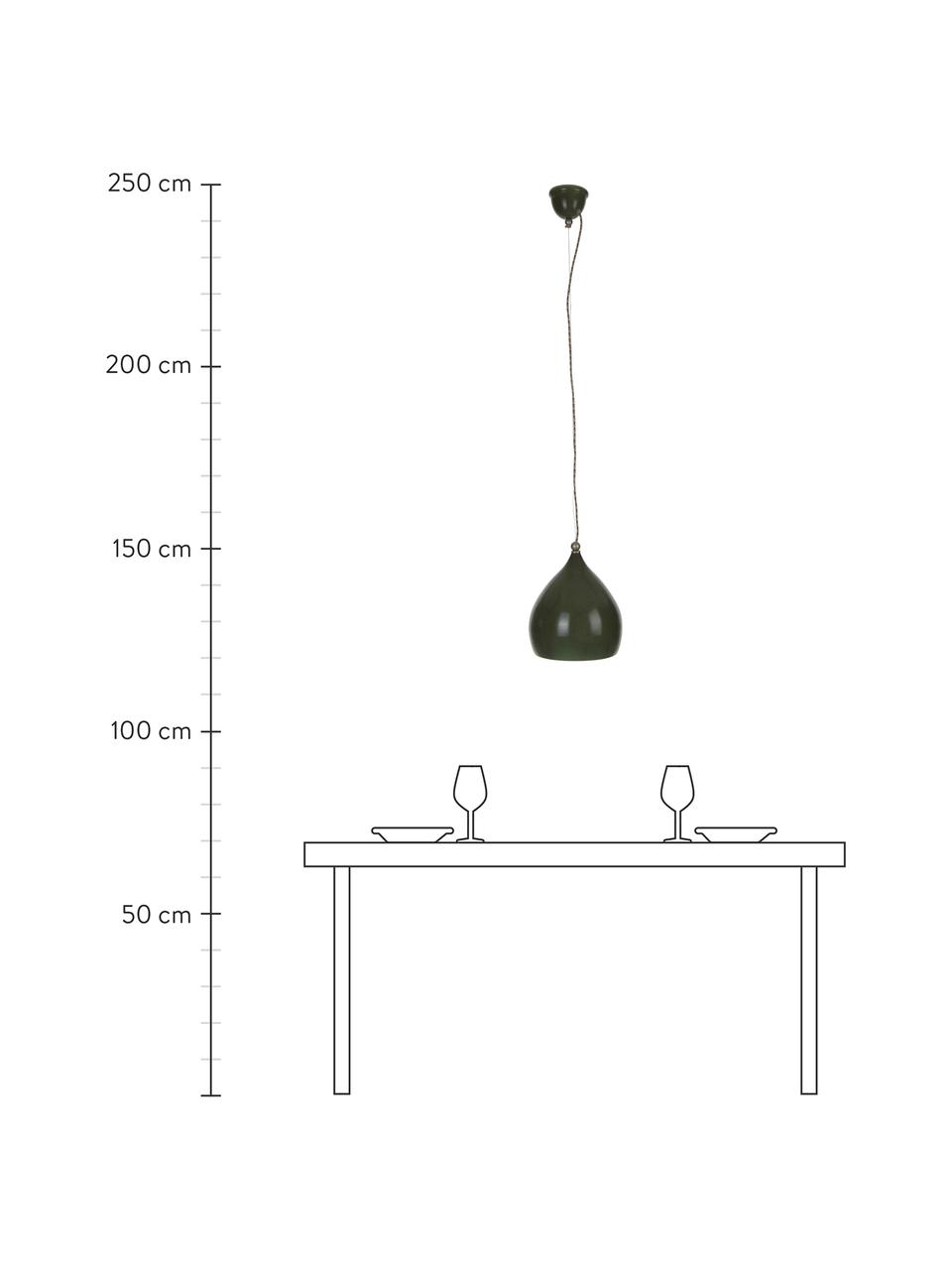 Petite suspension noire en céramique Vague, Vert foncé