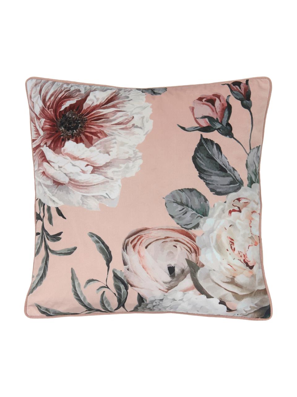 Poszewka na poduszkę z aksamitu Blossom, 100% aksamit poliestrowy, Brudny różowy, S 45 x D 45 cm