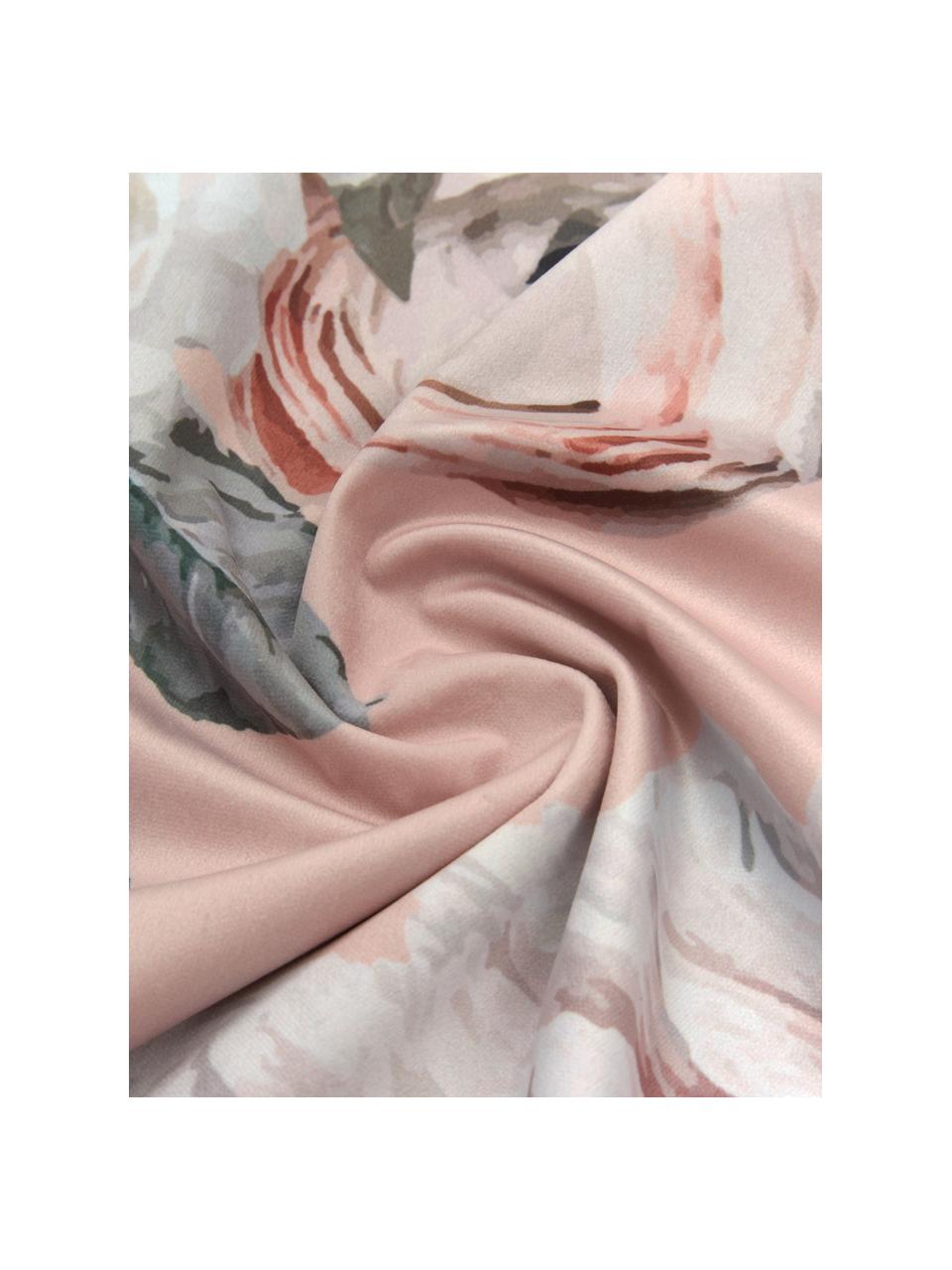 Sametový povlak na polštář s květinovým potiskem Blossom, 100 % polyesterový samet, Starorůžová, Š 45 cm, D 45 cm