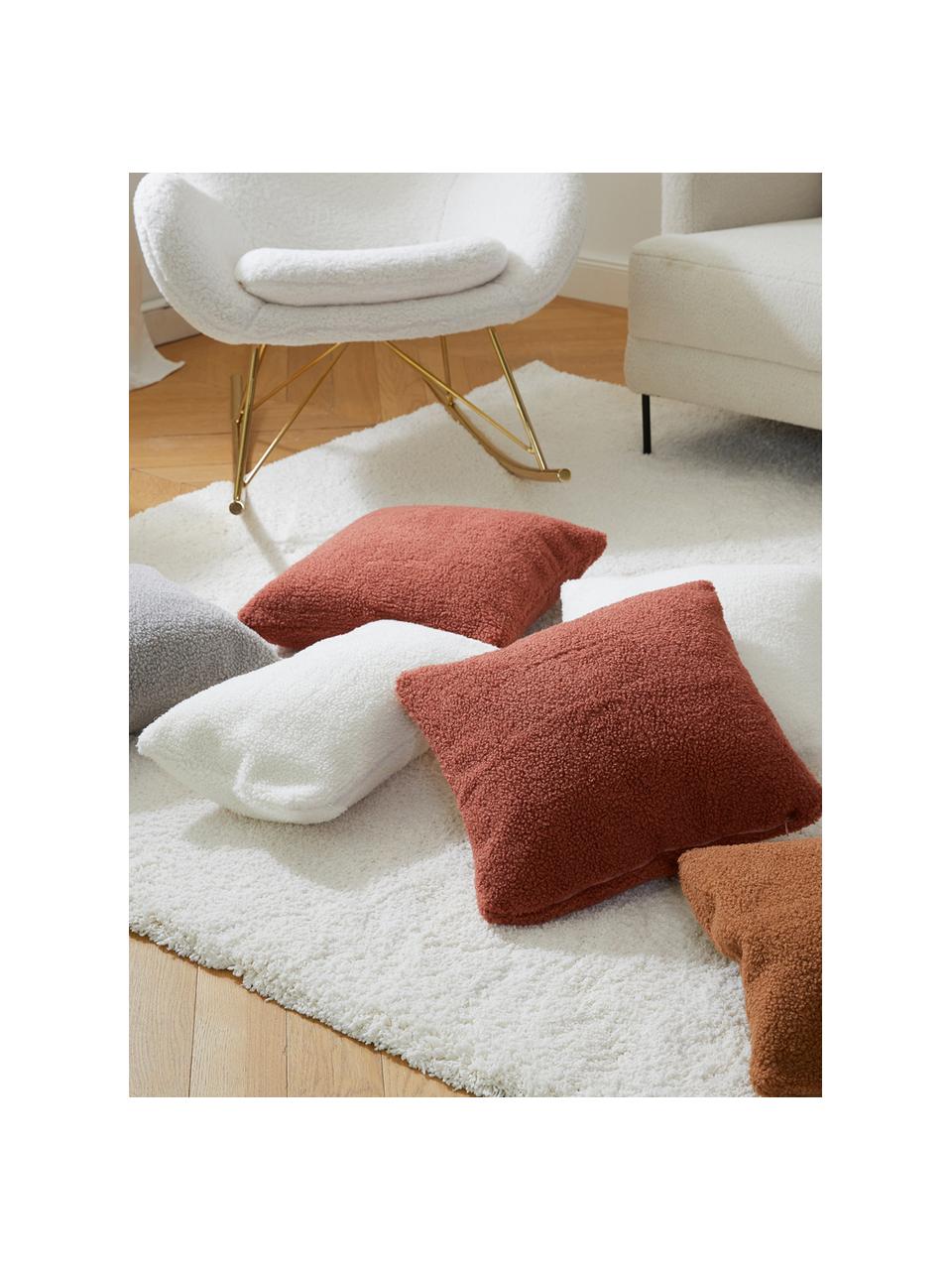 Housse de coussin rectangulaire peluche moelleuse Mille, Crème, larg. 30 x long. 50 cm