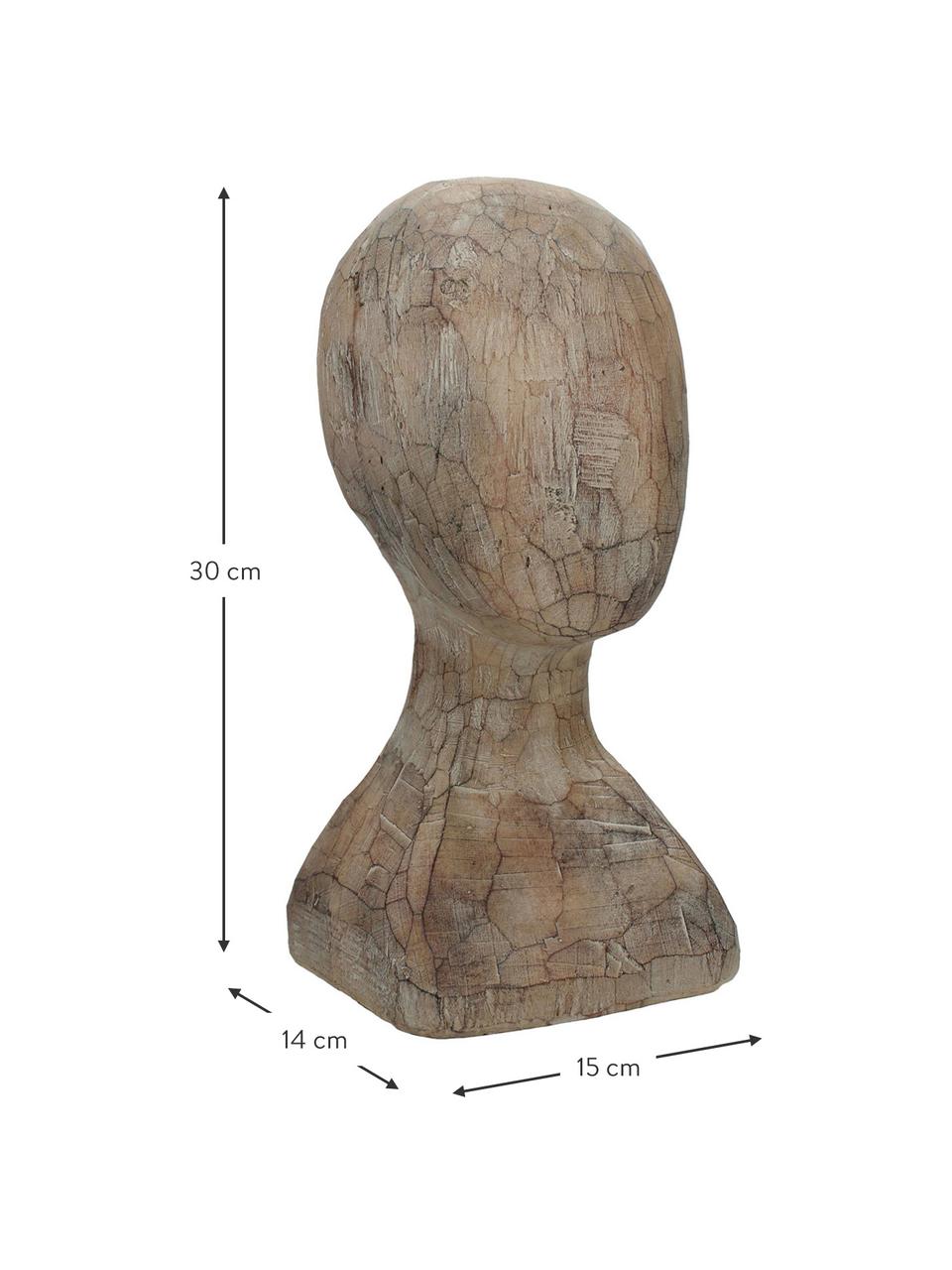 Decoratief object Head, Polyresin, Bruin, B 15 x H 30 cm