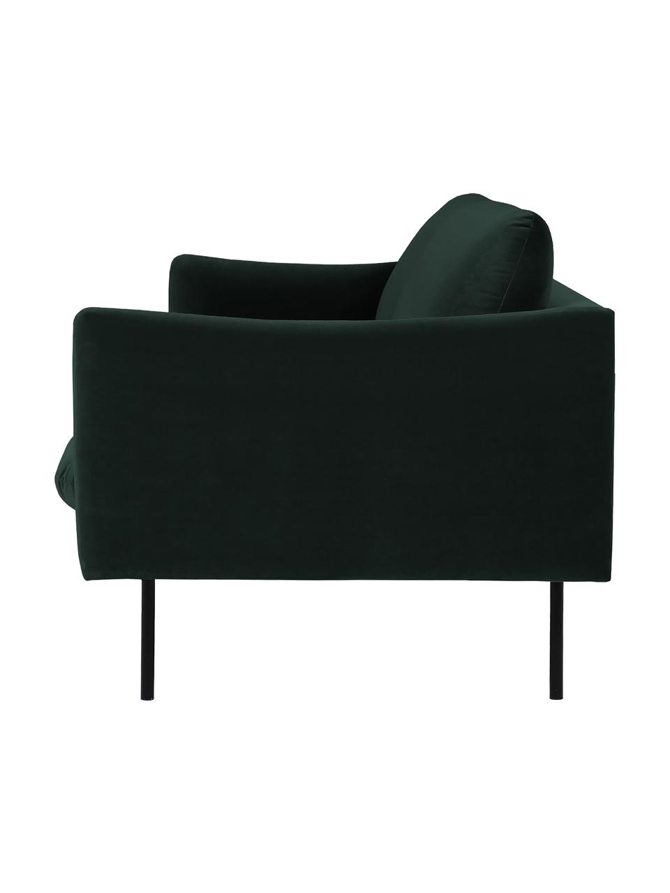 Divano 2 posti in velluto Moby, Rivestimento: velluto (rivestimento in , Struttura: legno di pino massiccio, , Piedini: metallo verniciato a polv, Velluto verde scuro, Larg. 170 x Prof. 95 cm