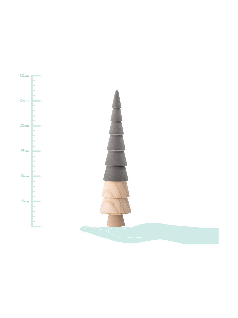 Samt-Deko-Objekte-Set Thace, 3-tlg., Holz, Polyestersamt, Grau, Holz, Set mit verschiedenen Grössen